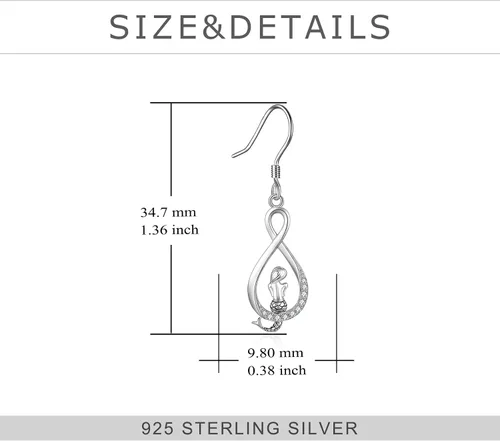 Vista 4 de TIGER RIDER Aretes colgantes de sirenadinosauriopagano para mujer, aretes de plata de ley 925, regalo de joyería para mujeres y niñas, regalos