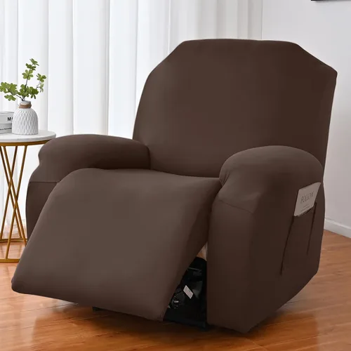 Vista 36 de vctops Fundas para sofá reclinable de 3 cuerpos, elásticas, de punto, suaves, lisas, antideslizantes, para sofá, protector de muebles con parte Café