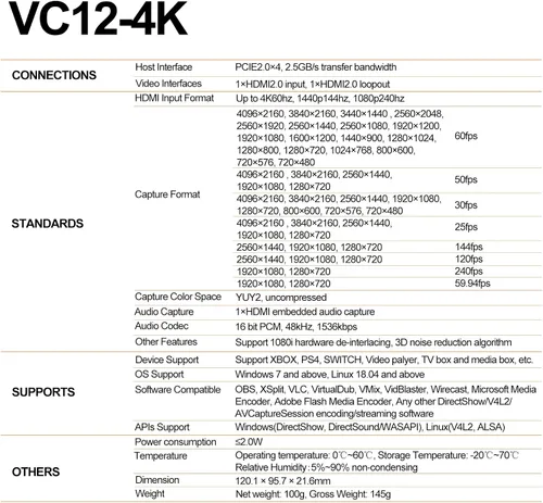 Vista 6 de AVMATRIX Tarjeta de captura PCIE VC12-4K 4k para transmisión en vivo de juegos y grabación en 4K60 UHD con latencia ultra baja en PS5 PS4/Pro Xbox