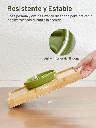 Vista 5 de Cuenco de cerámica para perros de alimentación lenta, albaricoque, mediano Olas-Albaricoque