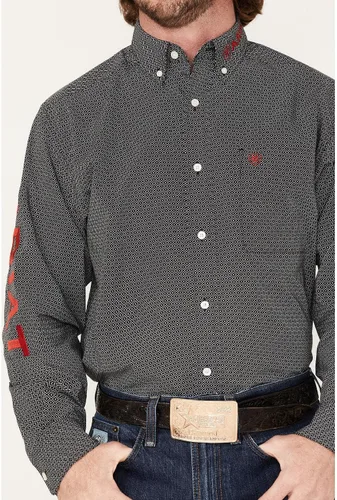 Vista 3 de Ariat Camisa Massimo Classic Fit para hombre, color rojo tango