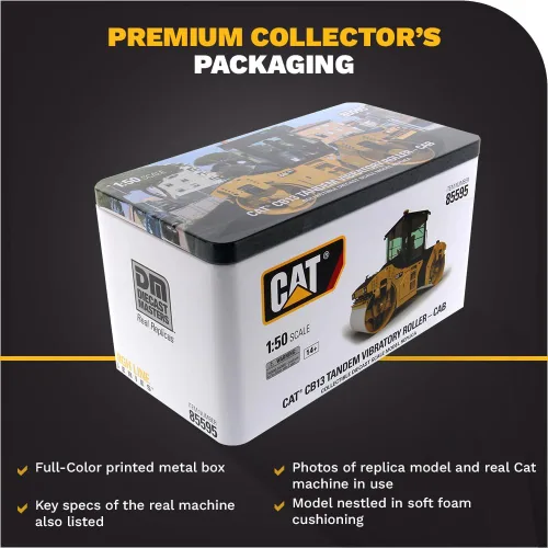 Vista 6 de Diecast Masters Compactador de utilidad CAT Caterpillar CB-2.7 con operador High Line Series 1/50 Diecast Model 85593