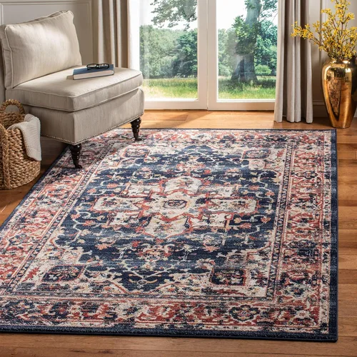 Vista 11 de SAFAVIEH - Alfombra decorativa de la colección Charleston, 2 pies x 4 pies, marfil y azul marino, diseño tradicional, ideal para áreas de alto