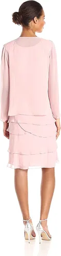 Vista 10 de S.L. Fashions Vestido de chaqueta escalonada adornado para mujer (Petite y Regular)