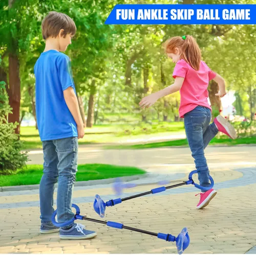 Vista 2 de Chridark Pelota de Salto de Tobillo para Niños - Pelota de Salto Plegable con Rueda Luminosa, Juguetes de Juego al Aire Libre para Niños y Adultos