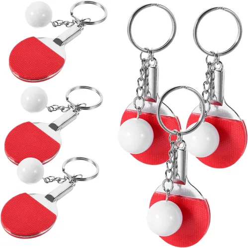 Vista 4 de BESPORTBLE Conjuntos de llaveros de tenis para mujer, llavero decorativo pequeño deportivo para mujer, Rojo