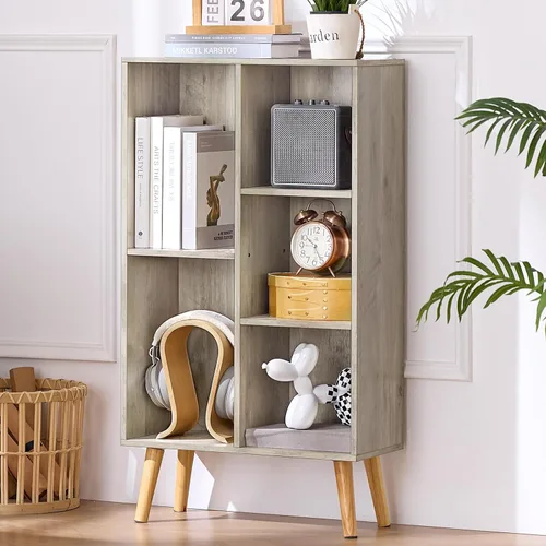 Vista 53 de LEYAOYAO Estantería de 5 cubos de 3 niveles con patas, estante negro menta para libros para niños, bonito organizador de almacenamiento, estantes