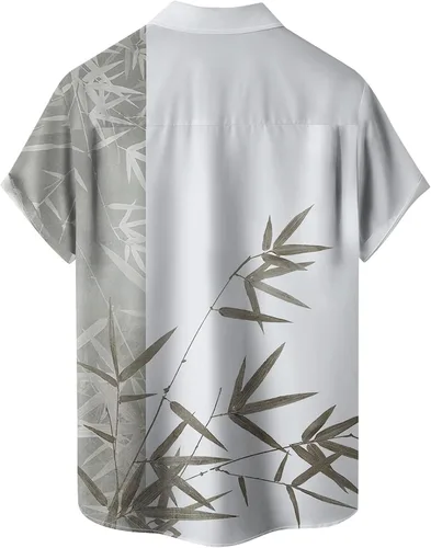 Vista 3 de Camisa de manga corta con botones para hombre, de ajuste delgado, grande, a la moda, casual, corta, de lino