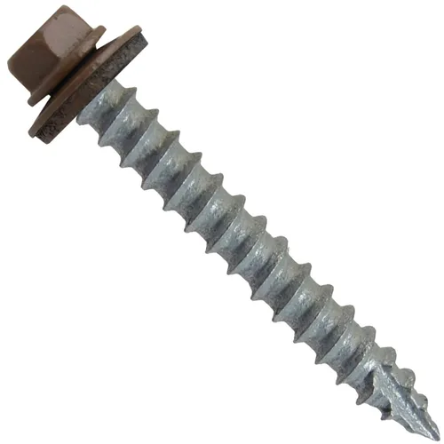 Vista 12 de TORNILLOS PARA TECHOS DE METAL #14: (250) Tornillos x 1" ABC GRIS Tornillo para techo de chapa metálica con cabeza hexagonal y arandela.