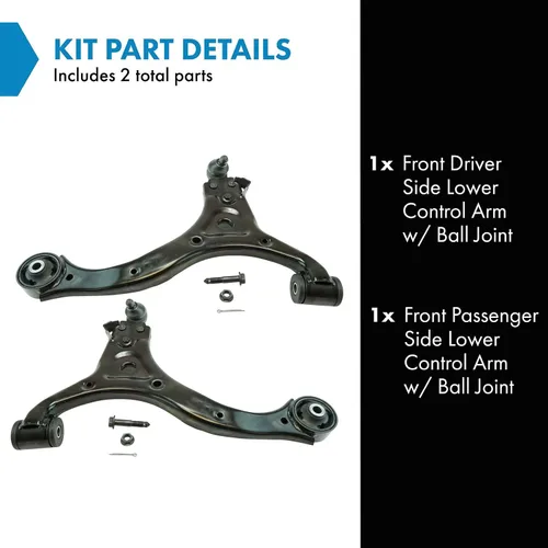Vista 316 de Conjunto de Brazo de Control Inferior Delantero y Junta Esférica TRQ para Lado del Conductor y del Pasajero 2 Piezas Compatible con Ford Mustang GT