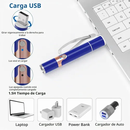 Vista 5 de TBTeek Juguetes para gatos, con caja de metal, 2 piezas, recargables (azul)