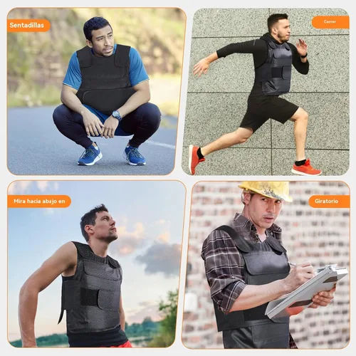 Vista 5 de Chaleco táctico de seguridad, ropa interior protectora antiapuñalamiento, tela impermeable + capa de cojín interior, para seguridad a prueba