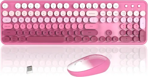 Vista 8 de Combo colorido de teclado y mouse inalámbricos (degradado azul)