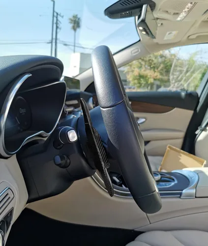 Vista 5 de iJDMTOY Extensiones grandes de paleta de fibra de carbono genuina negra de alto brillo compatibles con Mercedes-Benz: Clase C 2015 en adelante Clase