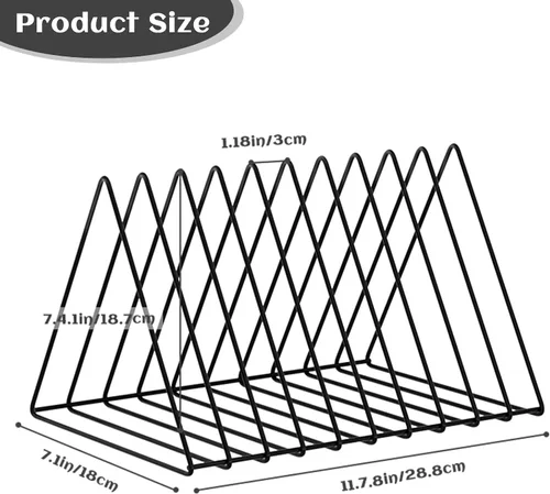 Vista 3 de Urban Deco Organizador de escritorio triangular, soporte para revistero de alambre de metal, 10 secciones, organizador de carpetas de archivos