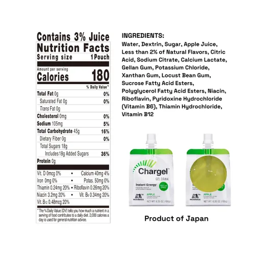 Vista 2 de Chargel Manzana, gel energético instantáneo sin cafeína, para correr, ciclismo, entrenamiento, senderismo esencial para mujeres y hombres, regalos