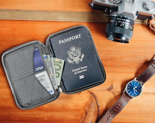 Vista 9 de Zero Grid Passport Wallet - Travel Document Holder wRFID Blocking