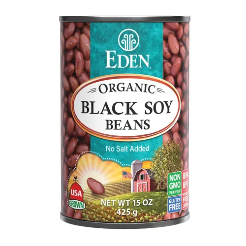 Vista 2 de Eden Soja negra orgánica, lata de 15 onzas (paquete de 12), proteína completa, sin sal, sin OMG, sin gluten, vegano, Kosher, cultivado en Estados