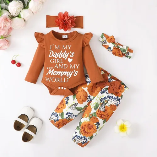 Vista 108 de SUNNY PIGGY Ropa para bebé recién nacida, con volantes, mameluco de algodón floral, conjunto de pantalones de algodón para niñas
