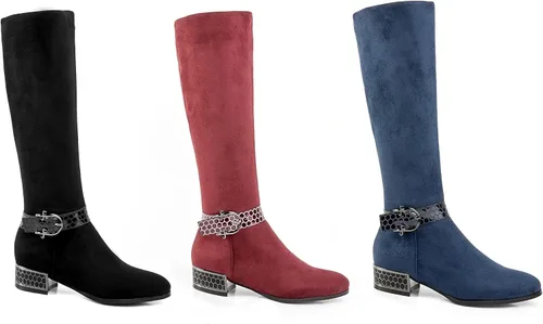 Vista 6 de ANN CREEK Botas 'Orizea' de gamuza sintética con tacón bajo y correas estampadas para colmena