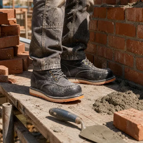 Vista 3 de 6in Mens Moc Toe Steel/Soft Toe Work Boots for Men,Comfortable Mens Safety Work Boots,Oil/Slip Resistant,Indestructible Steel Toe Shoes Industrial