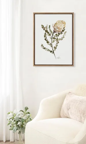 Vista 2 de Kate and Laurel Sylvie Wild Banksia - Lienzo decorativo enmarcado para pared, 18 x 24 pulgadas, arte decorativo para pared