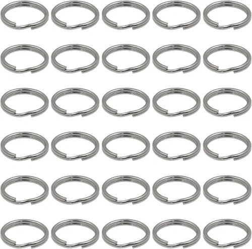 Vista 6 de BokWin 60 llaveros pequeños, anillos divididos de acero inoxidable, mini anillo de salto dividido con bucles dobles, llaveros redondos, anillos