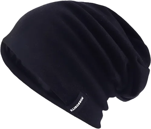 Vista 15 de VECRY Gorro de punto holgado para hombre, diseño de cráneo, largo y holgado, hip-hop, para invierno y verano, B305 B305-negro