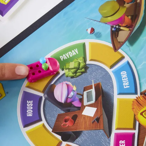Vista 12 de Juego de mesa The Game of Life, juegos familiares para niños de 8 años en adelante, las clavijas vienen en 6 colores, juegos de mesa familiares