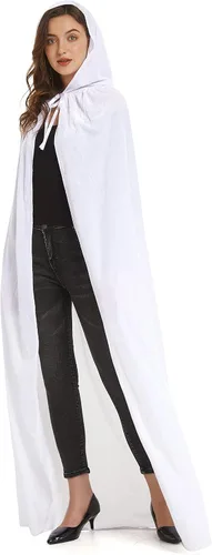 Vista 11 de Diffly Capa de terciopelo con capucha de 59 pulgadas, unisex, capa de Halloween para mago de bruja diablo, Halloween, Navidad, cosplay Negro