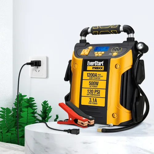 Vista 4 de Cable de carga de CA en alimentación compatible con EverStart MAXX 1200 Peak AMPS Jump Starter con compresor de aire e inversor Ever Start 1200A