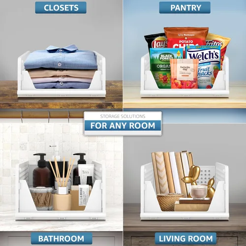 Vista 4 de Sorbus Organizador de estantes – Organizador de estante de armario para ropa, armario, baño, cocina, garaje – Cestas organizadoras de estantes