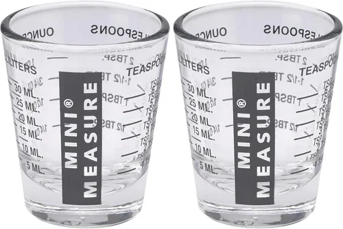 Vista 16 de Kolder Mini Medidor de Vidrio Pesado, 20 Medidas Incrementales Multiusos para Líquidos y Secos Vaso Medidor de Chupito, Verde, Juego de 2