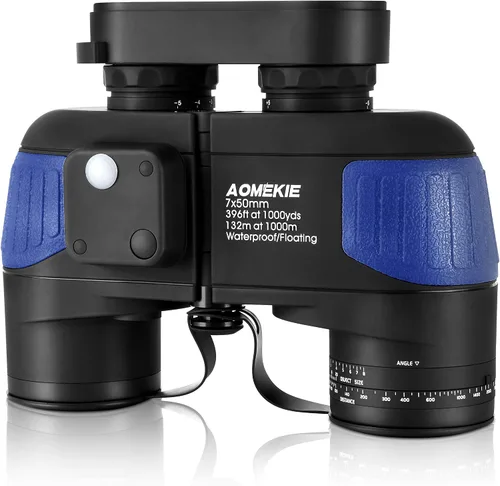 Vista 11 de Aomekie - Prismáticos militares marinos para adultos, 10 x 50, impermeables con telémetro y brújula, prisma BAK4, lente FMC para observación de Negro