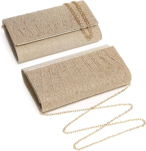Vista 3 de DETARA Bolsos de noche para mujer, con lentejuelas y purpurina para mujer, bolso de mano brillante, bolso formal para boda, fiesta, baile