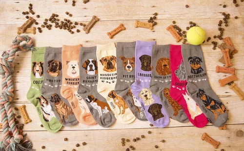 Vista 2 de Calcetines unisex Foozys Crew Calcetines novedosos para perros de razas grandes y medianas (2 pares), unisex, Pit Bill
