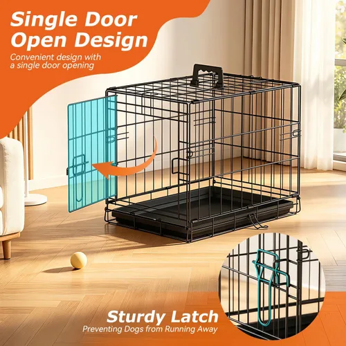 Vista 5 de FDW Jaula de metal plegable para perros de 18 pulgadas Negro Jaula