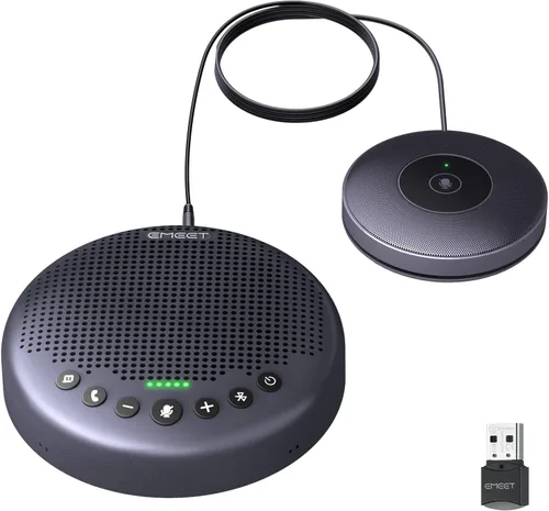 Vista 10 de EMEET Altavoz y Micrófono para Conferencias Luna Captación de Voz 360° con Reducción de Ruido/Silencio/Indicador USB Bluetooth Altavoz con Dongle