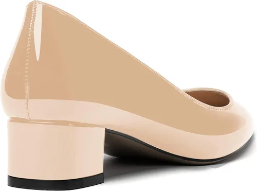 Vista 5 de WAYDERNS Zapatos de vestir de negocios de tacón bajo y grueso con puntera puntiaguda para mujer, de patente, de 1.5 pulgadas