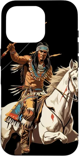 Vista 20 de Funda para iPhone 16 nativo americano jefe indio caballero guerrero Cherokee