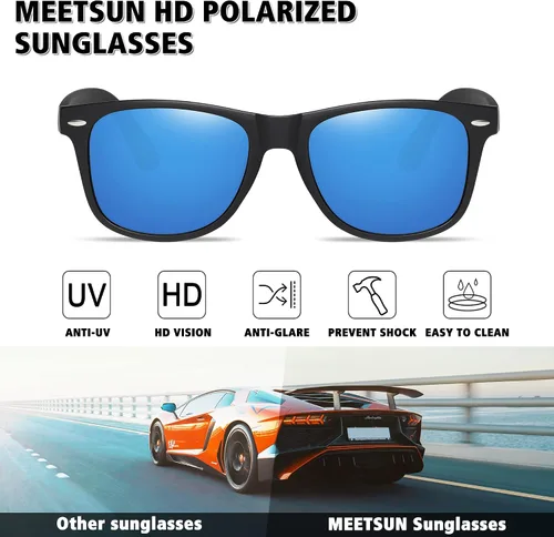 Vista 2 de MEETSUN Polarized Sunglasses for Men Women Classic Retro Driving Sun Glasses 100% UV Protection