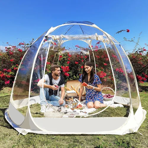 Vista 3 de Casas de Pantalla Emergentes Tienda de Campaña al Aire Libre, Gazebo Completamente Transparente de 540 Grados Sin Esquinas Ciegas