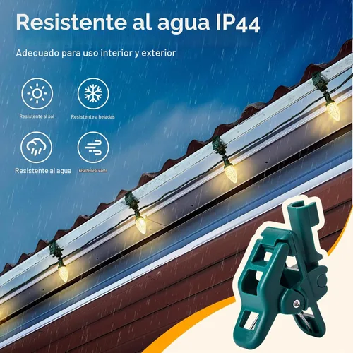Vista 6 de 49FT 50 LED C9 luces de Navidad impermeables al aire libre, blanco Blanco cálido