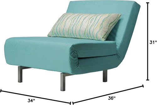 Vista 3 de Cortesi Home Savion Futón convertible con silla decorativa, color azul aguamarina