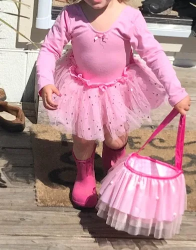 Vista 6 de Dancina Leotardo con falda brillante de manga larga para niñas, vestido de ballet con forro frontal