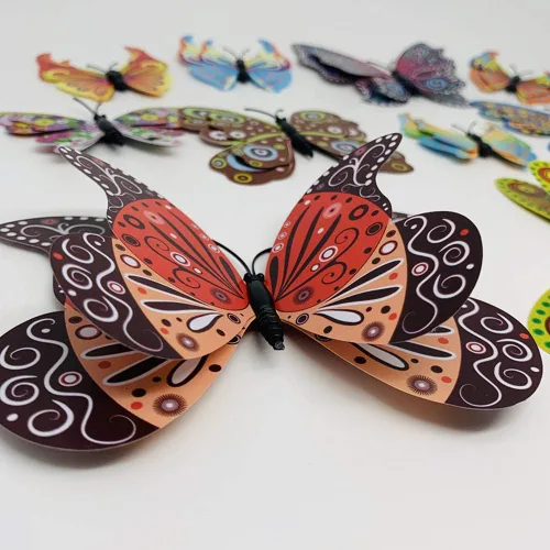 Vista 4 de Imanes de mariposa 3D de PVC para nevera, imanes de nevera, calcomanías de pared con imán para decoración de pared, decoración artística