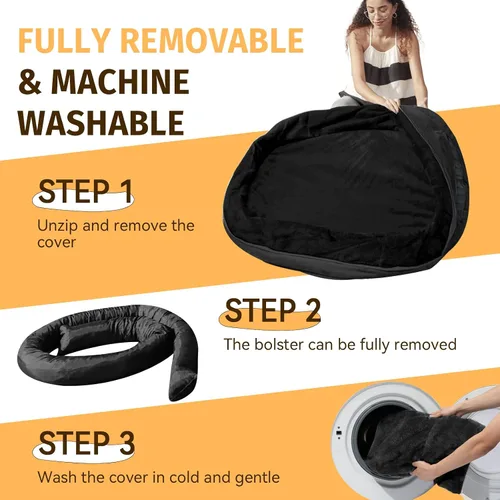 Vista 7 de Cama ortopédica lavable grande para perros: Cama de espuma viscoelástica impermeable para mascotas con refuerzos - Funda ortopédica extraíble