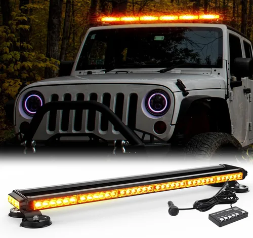 Vista 8 de WINECO - Barra de luces estroboscópicas LED ámbar de 29.5" para techo, doble cara intermitente, luz de emergencia, señal de peligro, advertencia