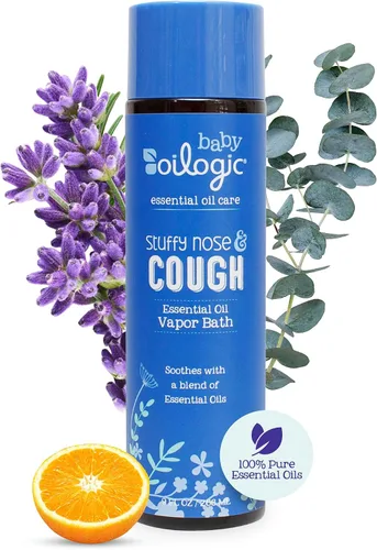 Vista 8 de Oilogic Baño de vapor de aceite esencial para la nariz y la tos congestionada para bebés y niños pequeños, esenciales suaves para el baño del bebé