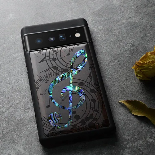 Vista 4 de Carveit Funda de madera de diseñador para Google Pixel 6 Pro (grabado en madera e incrustaciones de carcasa), funda de madera única compatible